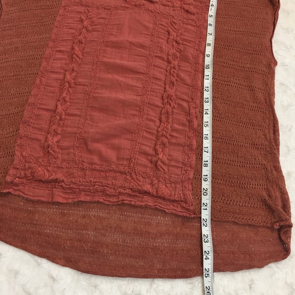 🍀Lucky Brand Boho Open Knit Rust Top Sz S - Picture 8 of 8